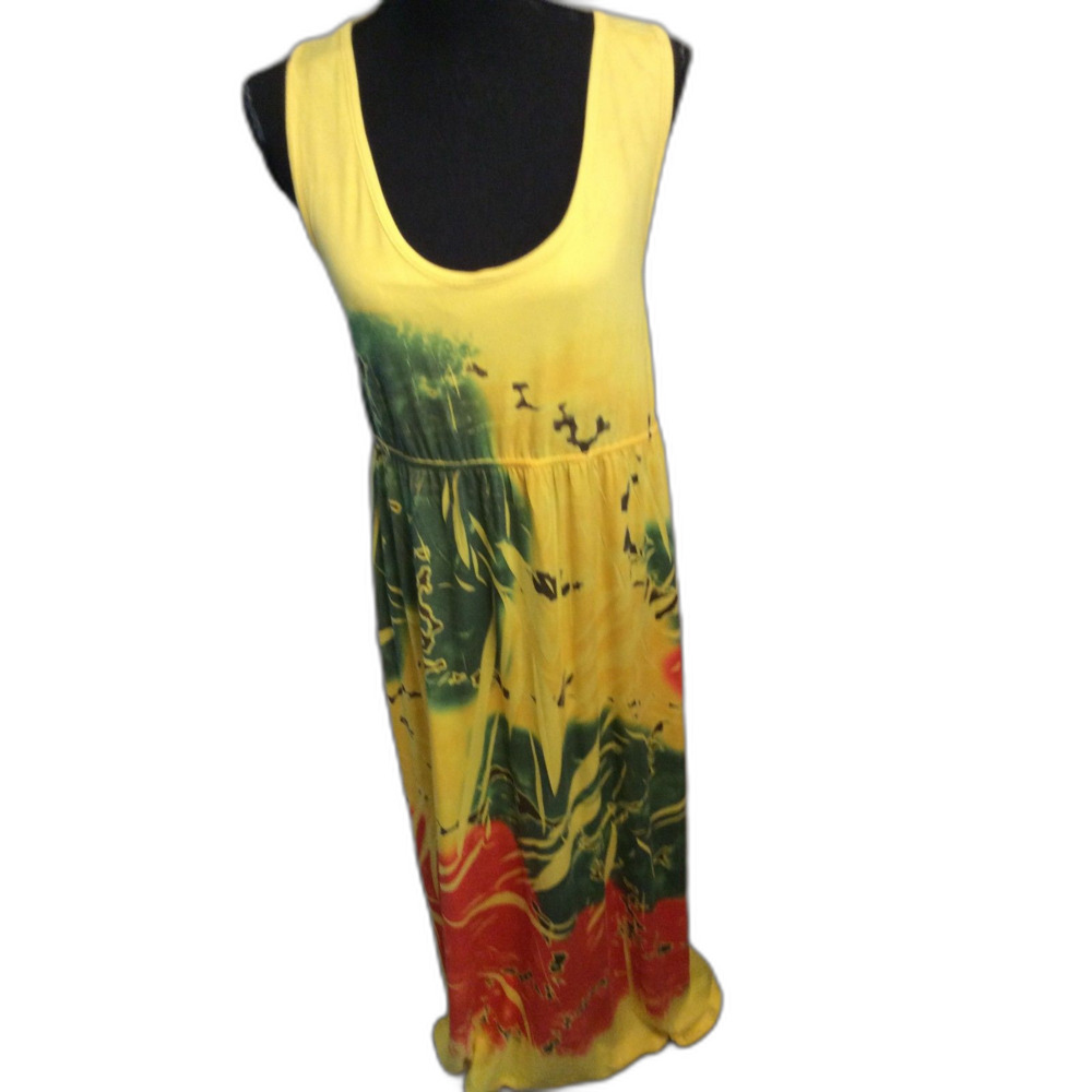 Daniel Benjamin XL Racerback Maxi Summer Dress Sleeveless Yellow